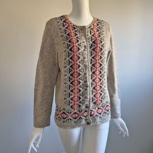 Vintage 1990's  Northern Reflections Cable Knit Button Front Sweater, Size M